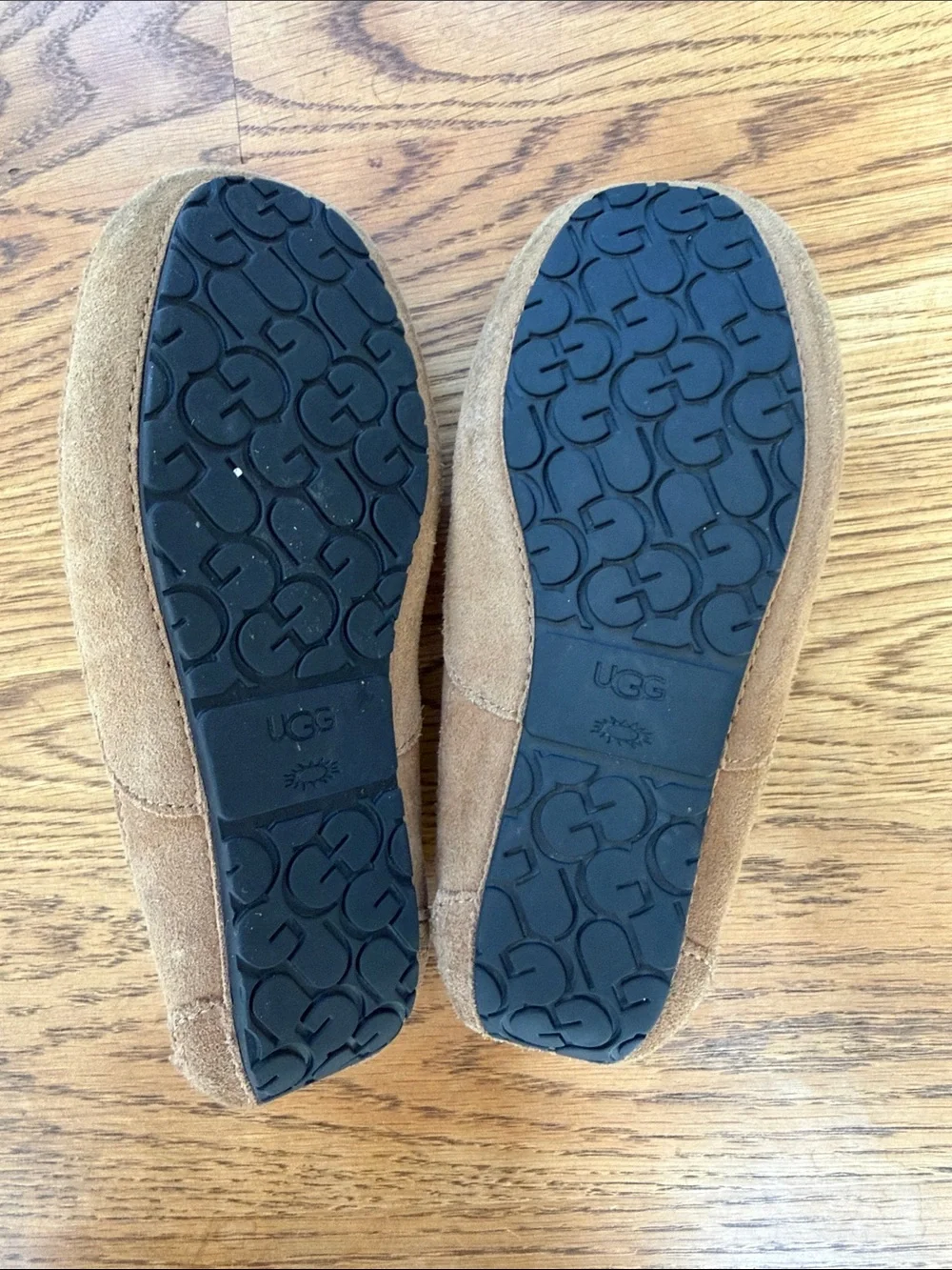 UGG Boy’s Chestnut Suede Shearling-Lined Moccasin Slippers
